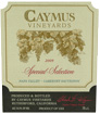 Label for Caymus Vineyards