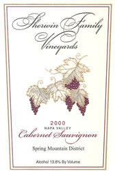 Wine Label for Sherwin Family Vineyards