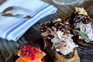 Duck Rillettes with Cherry Mostarda and Pistachio