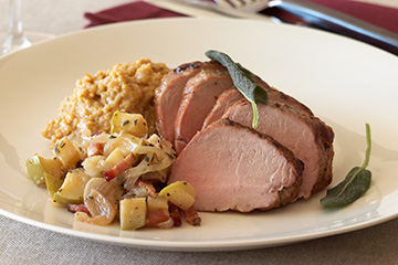 Roasted Pork Tenderloin with Apple and Bacon Compote